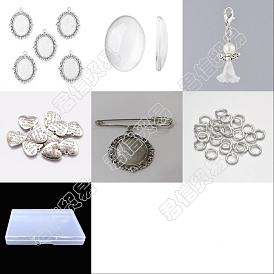 DIY Wedding Boutonniere Angel Photo Charm Brooch Pin Making Kit, Including Alloy Pendant Cabochon Settings, Glass Cabochons, Angel Acrylic Pendants, Iron Brooch Pin Findings