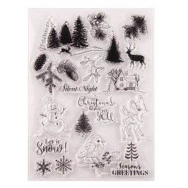 Clear Silicone Stamps, for DIY Scrapbooking, Photo Album Decorative, Cards Making, Stamp Sheets, Snowman & Reindeer/Stag & Christmas Tree & Snowflake