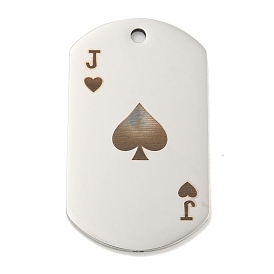 201 Stainless Steel Pendants, Oval with Poker Jack Charms