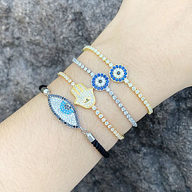 Bracelet élégant en œil du diable avec pierres de zircone bleues - bijoux de mode uniques