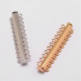 Alloy Magnetic Slide Lock Clasps, 11-Strand, 22-Hole, Tube