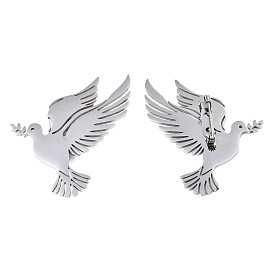 201 Stainless Steel Fly Dove with Olive Branch Lapel Pin, Bird Badge for Backpack Clothes, Nickel Free & Lead Free