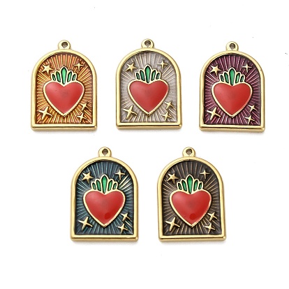304 подвески из нержавеющей стали, арка со священным сердцем, с эмалью, реальный 18 k позолоченный, ионное покрытие (ip)