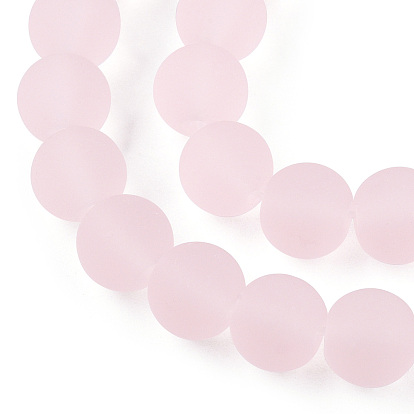 Transparent Glass Beads Strands, Frosted, Round