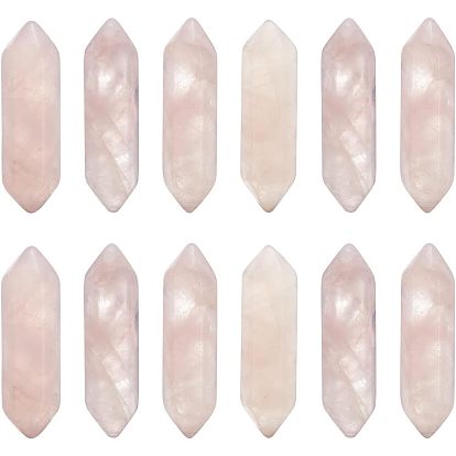 Ограненный натуральный розовый кварц двухконечные лечебные камни, палочка для медитативной терапии, уравновешивающая энергию рейки, для проволоки, свернутой подвесками решений, нет отверстий / незавершенного