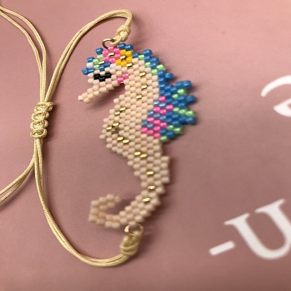 Boho Chic Miyuki Beaded Seahorse Bracelet - Handmade Animal Jewelry for Women