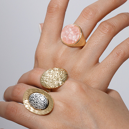 Геометрические нерегулярные вогнутые регулируемые кольца из цинкового сплава, золотые