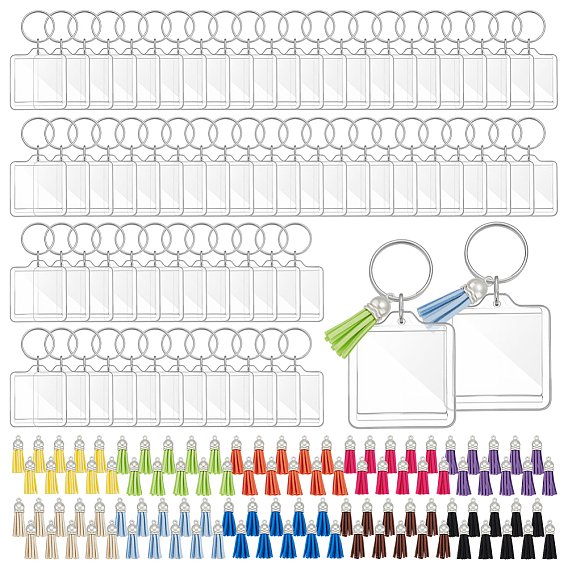 Набор для изготовления брелка своими руками, включая акриловый брелок для фоторамки, Искусственные замши кисточкой подвесные украшения