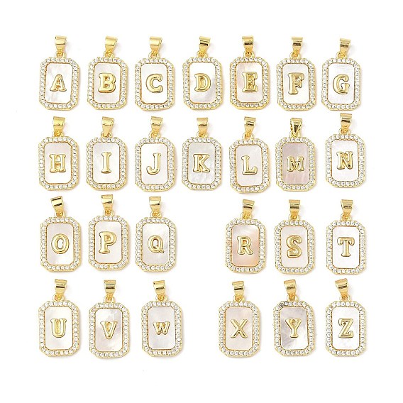 Латунные микро проложить кубического циркония подвески, без кадмия, без никеля и без свинца, с оболочкой, прямоугольник с алфавитом