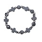 Браслеты из синтетического немагнитного гематита и натуральных драгоценных камней, эластичные, для женщин и мужчин., крест и круглый