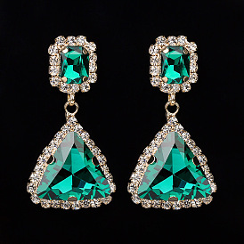Luxury Crystal Diamond Earrings Geometric Fashion Statement Long Wedding Drop Earrings