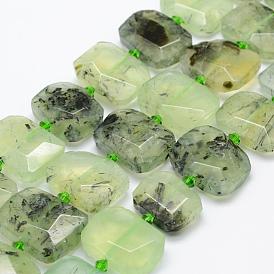Natural Prehnite Beads Strands, Faceted, Rectangle