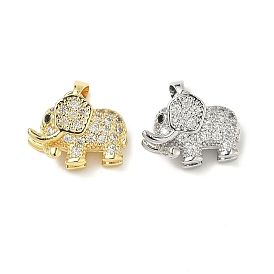 Латунные микропаве прозрачные подвески с фианитом, Слон прелести