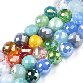 Electroplate Glass Beads Strands, Faceted, Strawberry Shape