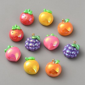 Кабошоны из непрозрачной смолы с гальванопокрытием, имитация еды, фрукты