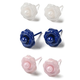 Hypoallergenic Bioceramics Zirconia Ceramic Stud Earrings, No Fading and Nickel Free, Camellia