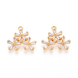 Латунные микро проложить кубического циркония подвески, цветок, без никеля , долговечный