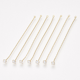 Латунная цепочка-кисточка из бостонского звена большие подвески, с кубического циркония, прозрачные