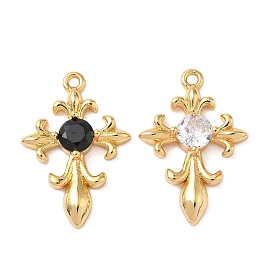 Латунные микро проложить кубического циркония подвески, крестик, без никеля , реальный 18 k позолоченный