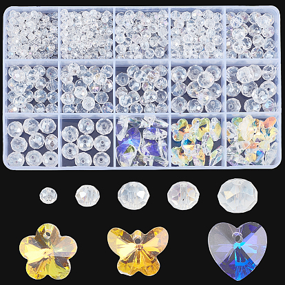 Наборы фурнитуры для стеклянных бусин и подвесок, рондель, сердце и бабочка