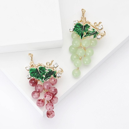 Золотой сплав горный хрусталь броши, эмалевые булавки, виноград