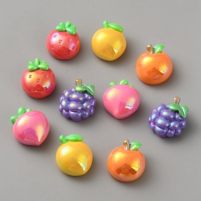 Кабошоны из непрозрачной смолы с гальванопокрытием, имитация еды, фрукты