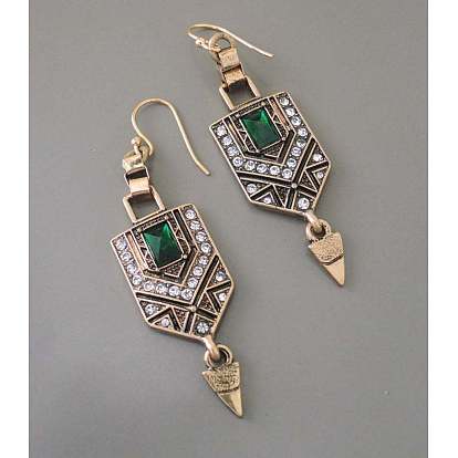 Болтаться серьги сплава горный хрусталь, пятиугольник