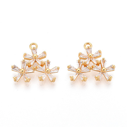 Латунные микро проложить кубического циркония подвески, цветок, без никеля , долговечный