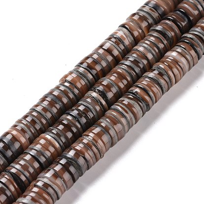 Natural Sea Shell Beads Strands, Flat Round