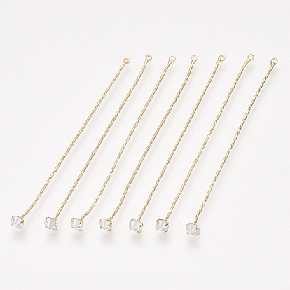 Латунная цепочка-кисточка из бостонского звена большие подвески, с кубического циркония, прозрачные