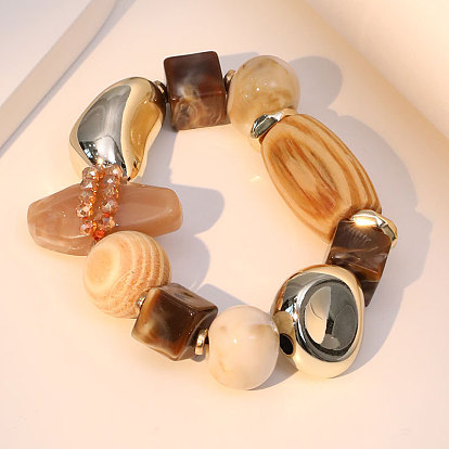 Преувеличенные браслеты из стекла, дерева, смолы и пластика ccb с бусинами для женщин, самородки