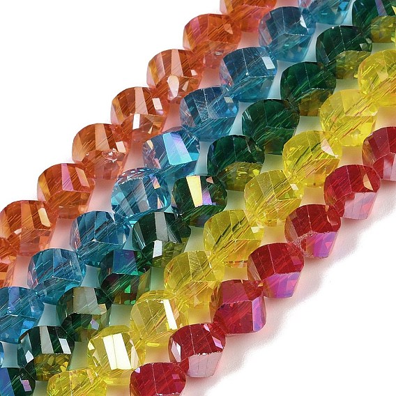 Гальванизируйте прозрачное стекло бисер нитей, скрученный, граненые, с покрытием AB цвета