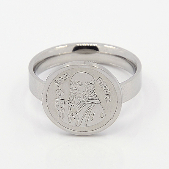 Mode 304 Edelstahlringe, flach rund mit San Benito