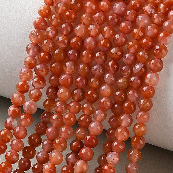Natural South Red Agate Beads Strands, Smooth Round