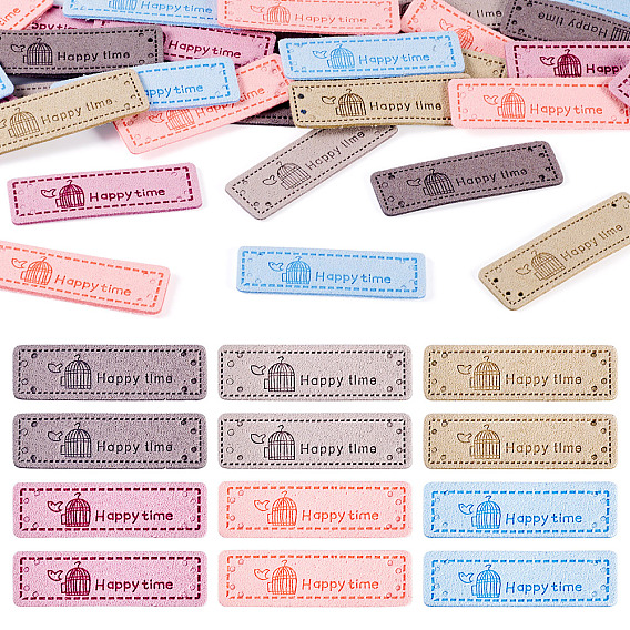 42шт 6 цвета микрофибровые этикетки бирки, с отверстиями и словом «счастливое время», для джинсов своими руками, , обуви, аксессуары для шляп