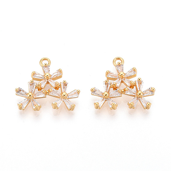 Латунные микро проложить кубического циркония подвески, цветок, без никеля , долговечный