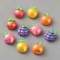 Кабошоны из непрозрачной смолы с гальванопокрытием, имитация еды, фрукты