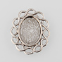 Tibetan Style Alloy Filigree Flat Oval Cabochon Settings, Cadmium Free & Lead Free, Tray: 13x18mm, 30x25x2mm, about 370pcs/1000g
