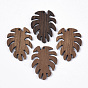 Undyed Walnut Wood Pendants, Tropical Leaf Charms, Monstera Leaf