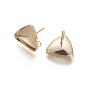 304 Stainless Steel Stud Earring Settings, with Loop, Triangle, Real 18K Gold Plated