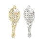 Латунные микропаве прозрачные подвески с фианитом, прелести ракетки, с абс пластмассовой имитационной жемчужиной, без кадмия и без свинца, долговечный, стойки покрытие