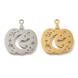 304 Stainless Steel Pendants, Laser Cut, Pumpkin Charm