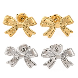 304 Stainless Steel Stud Earrings, Bowknot