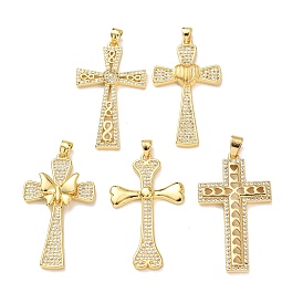 Латунные микропаве прозрачные подвески с фианитом, крест прелести