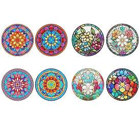 Kits de decoración de posavasos con pintura de diamante diy, incluyendo pedrería de resina, pluma, bandeja y arcilla de cola