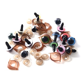 Half Round Plastic Craft Safety Eyes & Eyelid Sets, Doll Making Supplies, with Plastic Washer