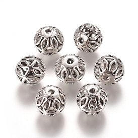 Hollow Tibetan Style Alloy Beads, Round