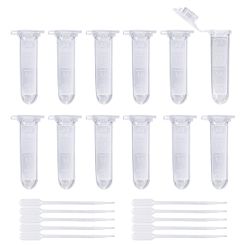 BENECREAT Disposable Plastic Transfer Pipettes and Transparent Disposable Plastic Centrifuge Tube, with Cap, Lab Supplies