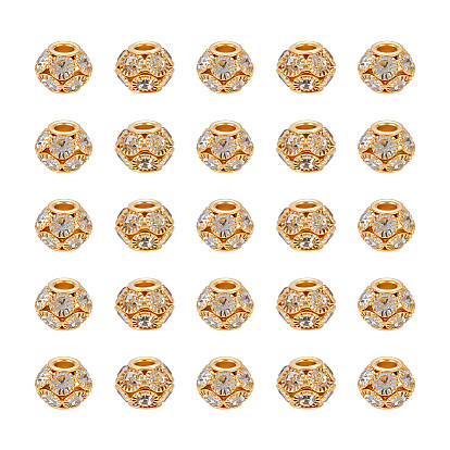 40 шт латунные бусины со стразами, рондель