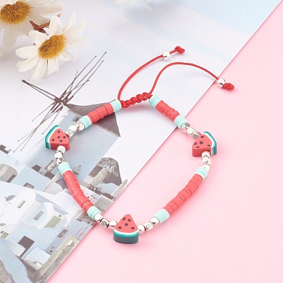 Light pink string bracelet with colourful beads and flowers